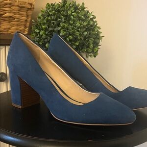 1. State Blue Suede Block Heels